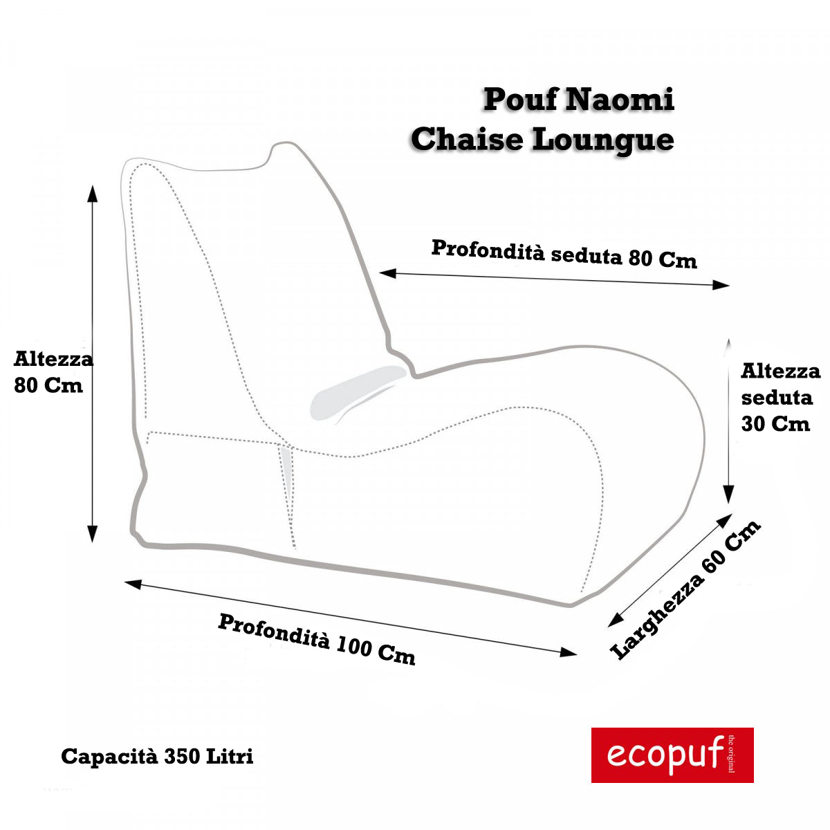 Pouf Poltrona Chaise Longue in Tessuto Waterproof
