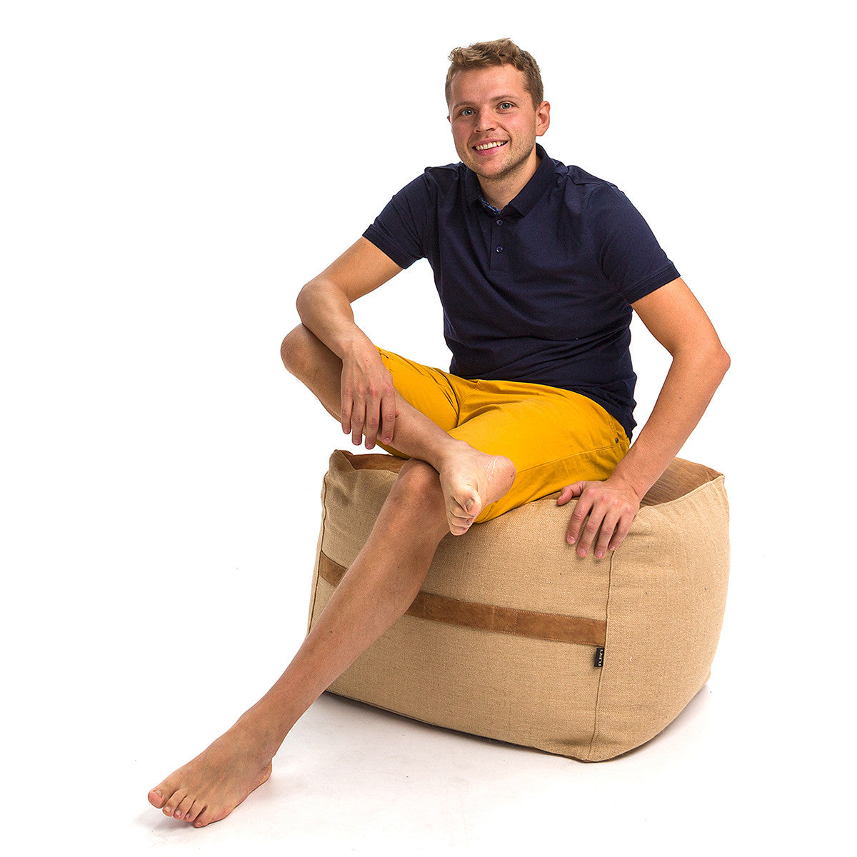 Pouf in Juta e Pelle