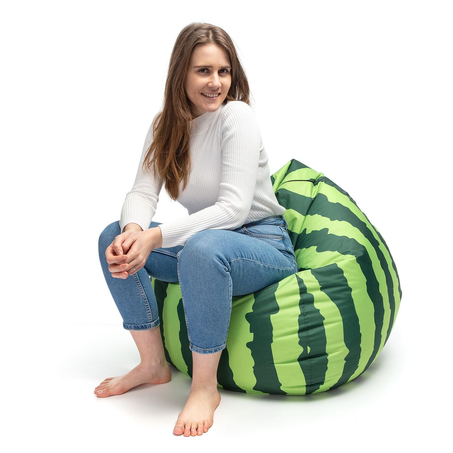 Pouf poltrona sacco oscar in poliestere design con maniglia