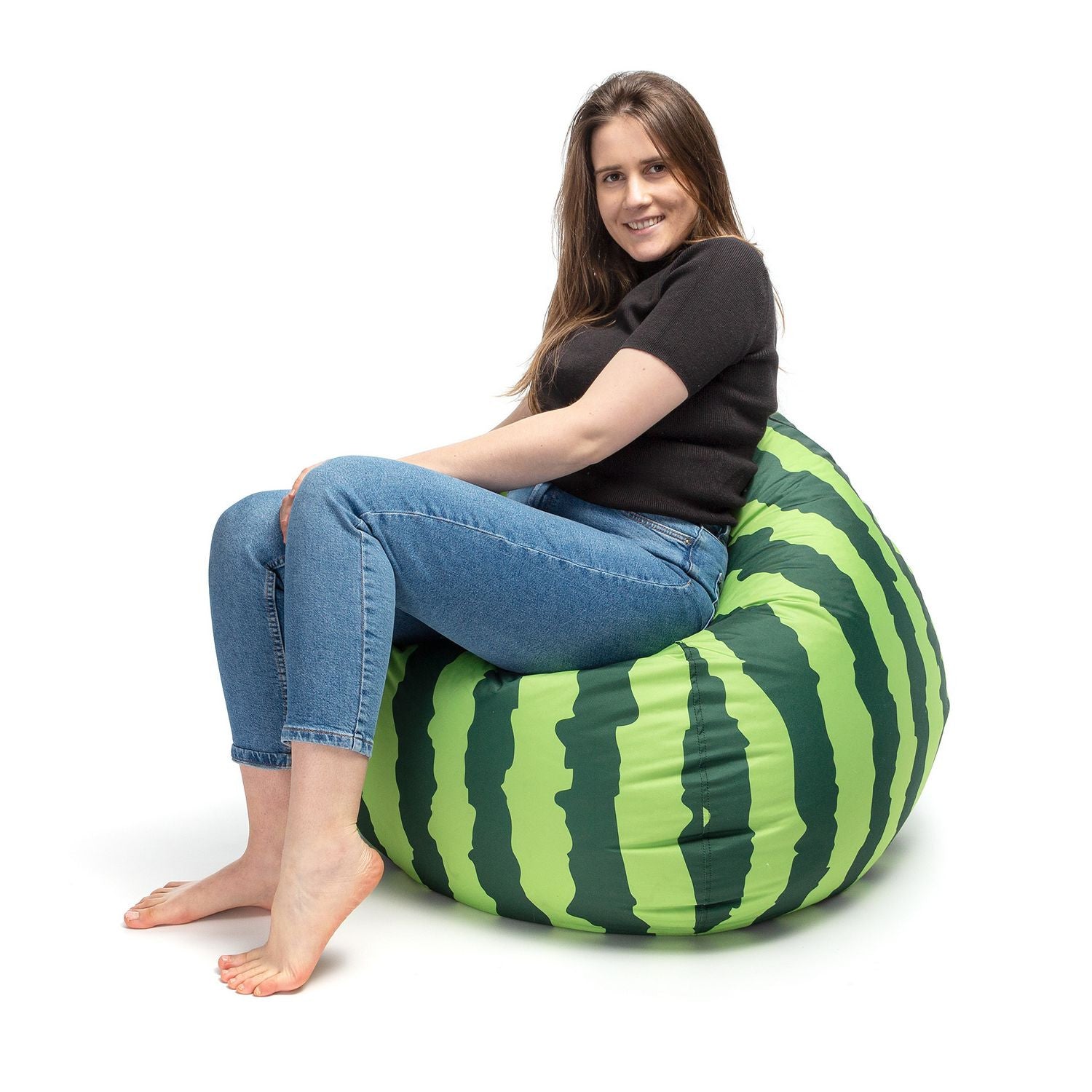 Pouf poltrona sacco oscar in poliestere design con maniglia