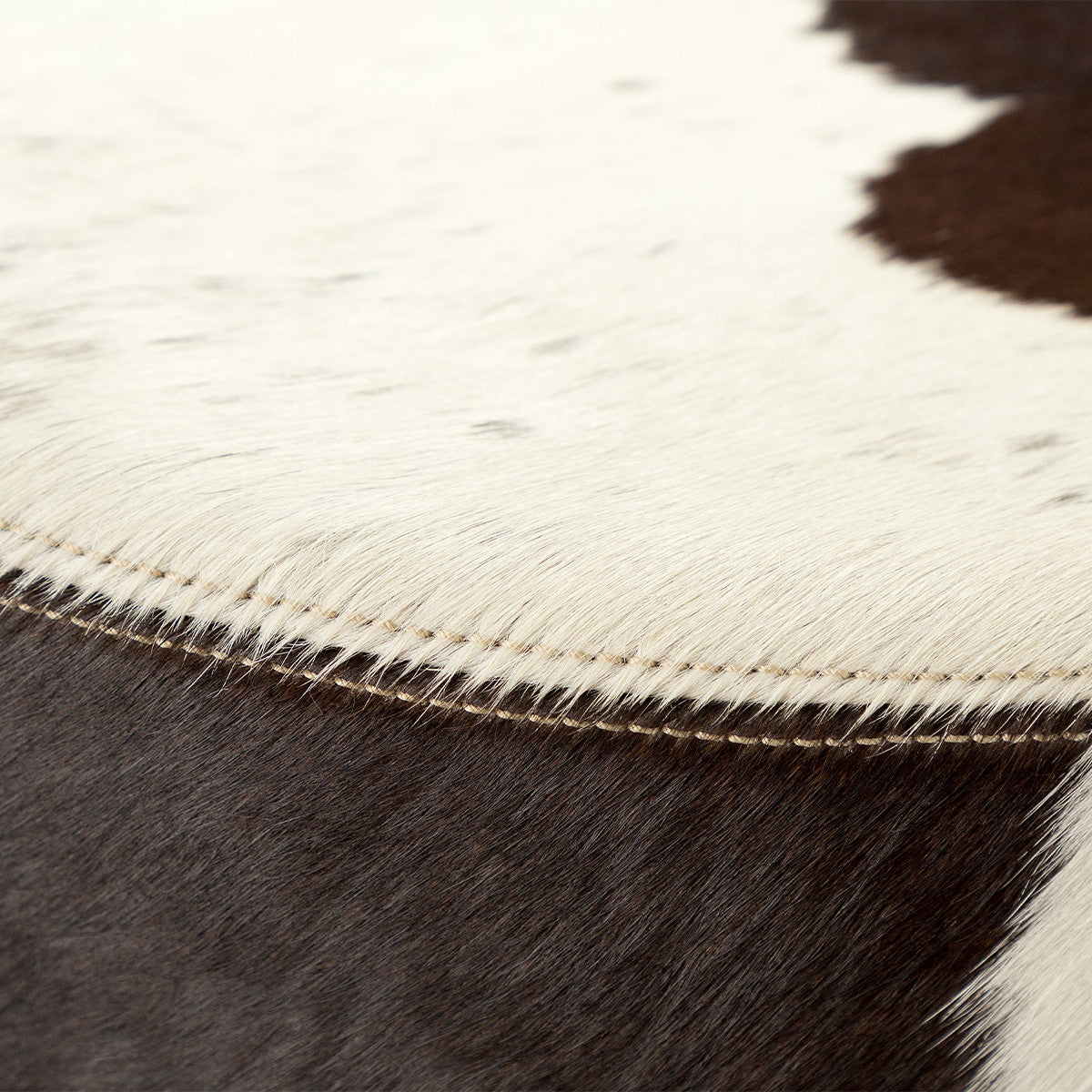 Pouf Poggiapiedi Sgabello Rotondo in Pelle di Mucca 46x40