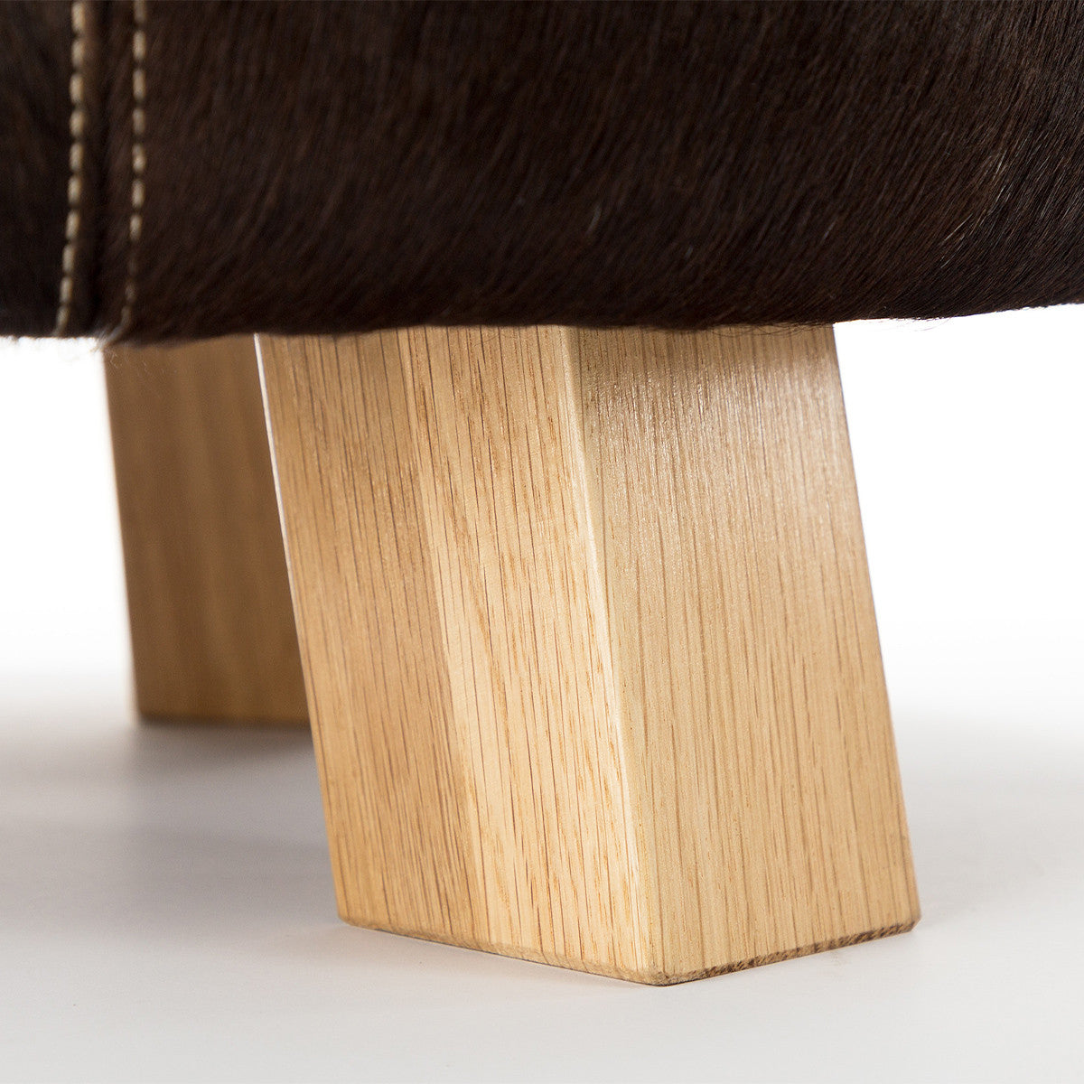 Pouf Poggiapiedi Sgabello Rotondo in Pelle di Mucca 46x40