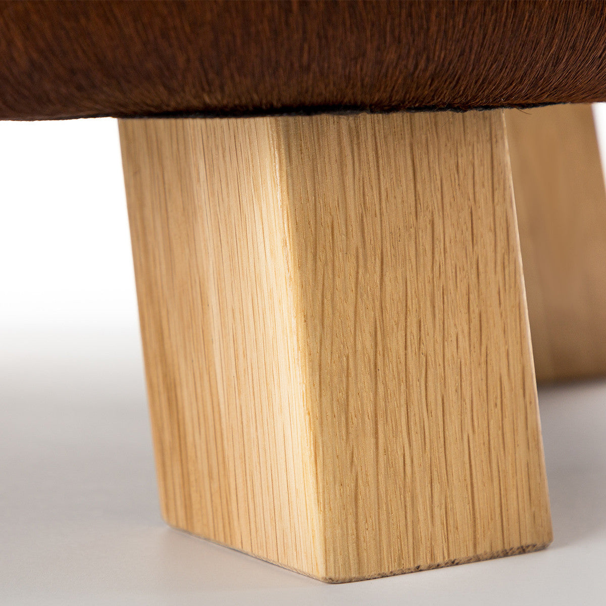 Pouf Poggiapiedi Sgabello Rotondo in Pelle di Mucca 46x40