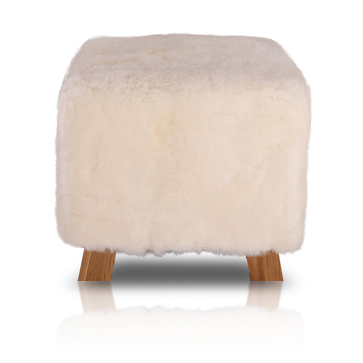 Pouf Poggiapiedi Sgabello Quadrato Vello Naturale d'Agnello 42x42