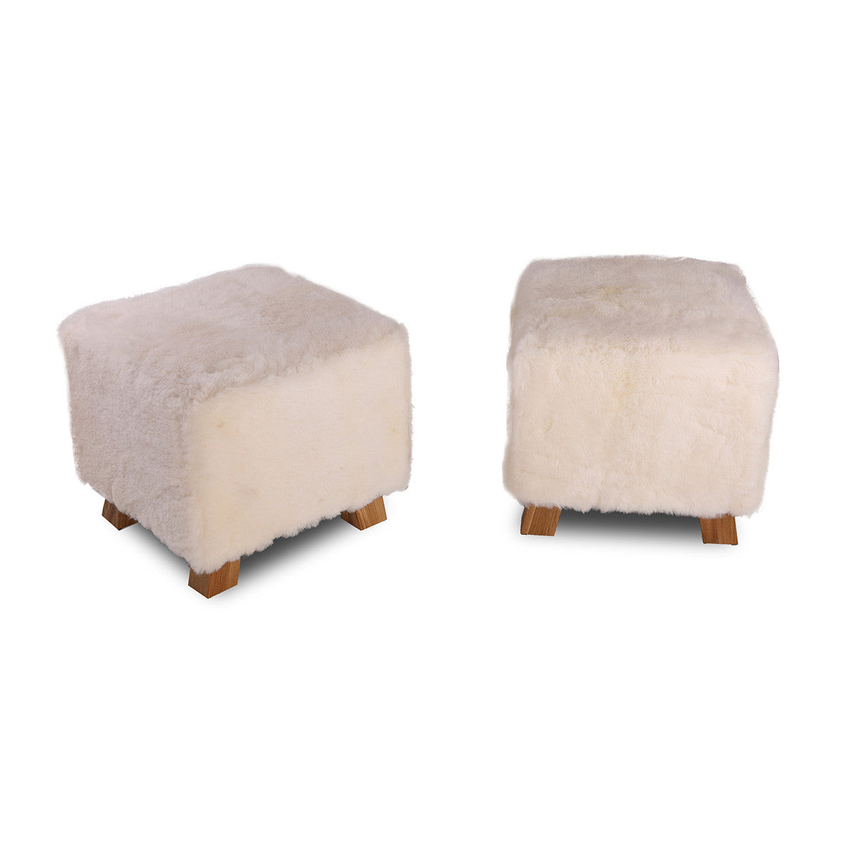 Pouf Poggiapiedi Sgabello Quadrato Vello Naturale d'Agnello 42x42