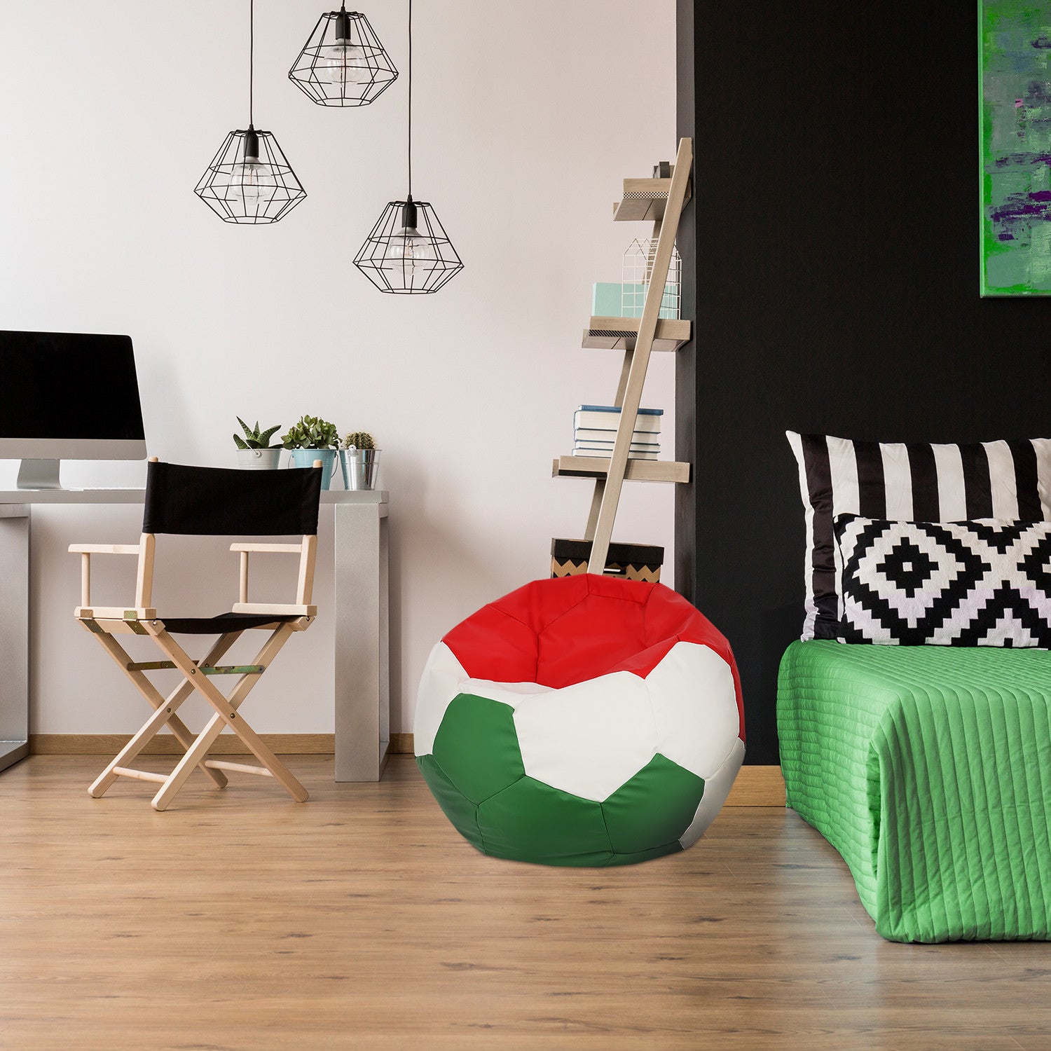 Pouf Poltrona Sacco Palla da Calcio in Ecopelle Nazionali Euro 2024