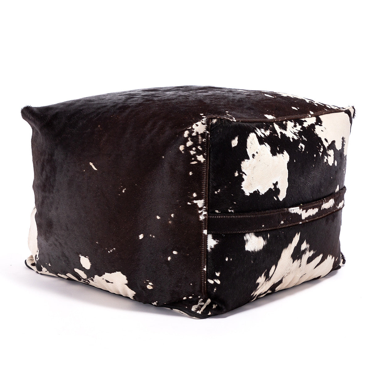Pouf Poggiapiedi Sgabello Sfoderabile in Pelle Naturale di Mucca 60x45