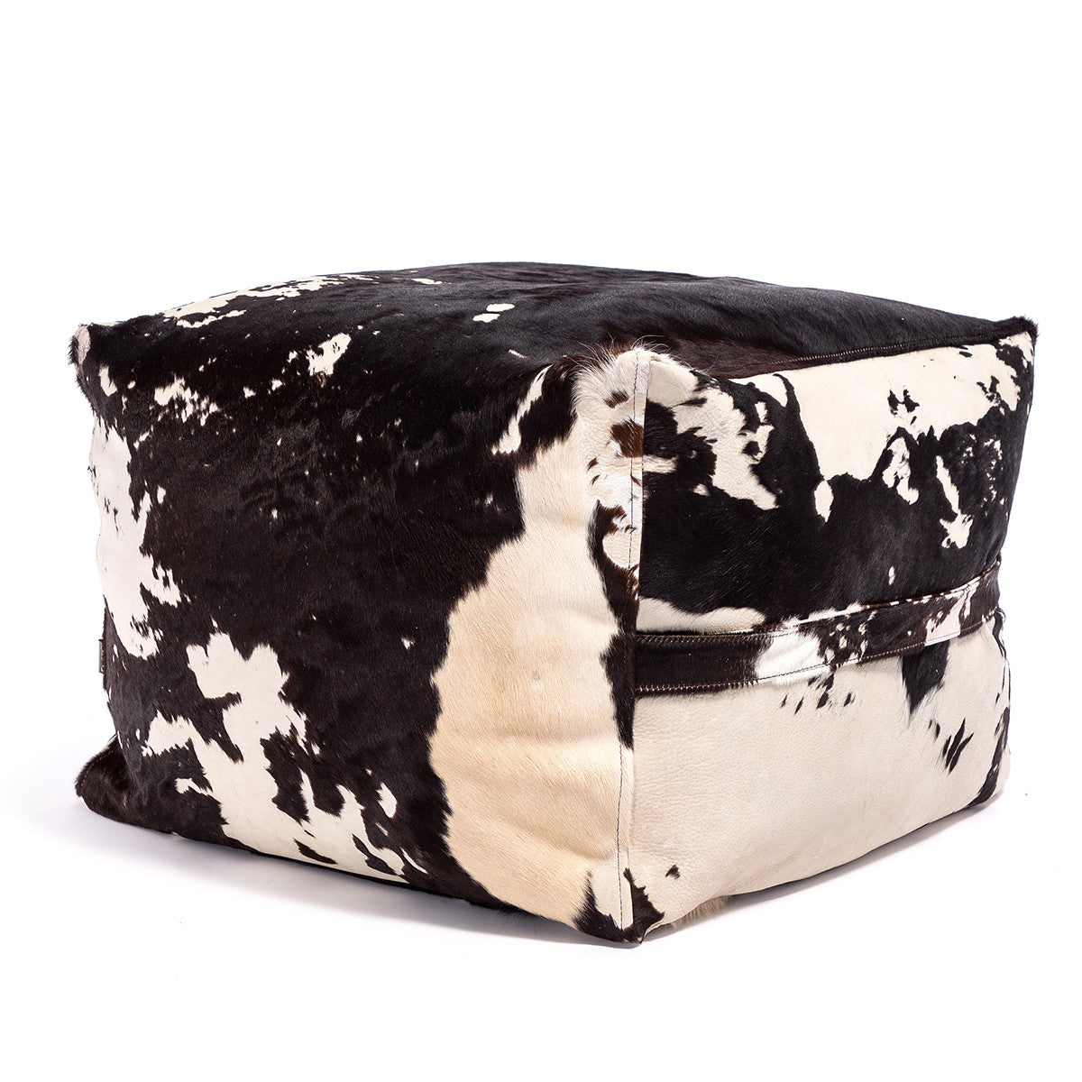 Pouf Poggiapiedi Sgabello Sfoderabile in Pelle Naturale di Mucca 60x45