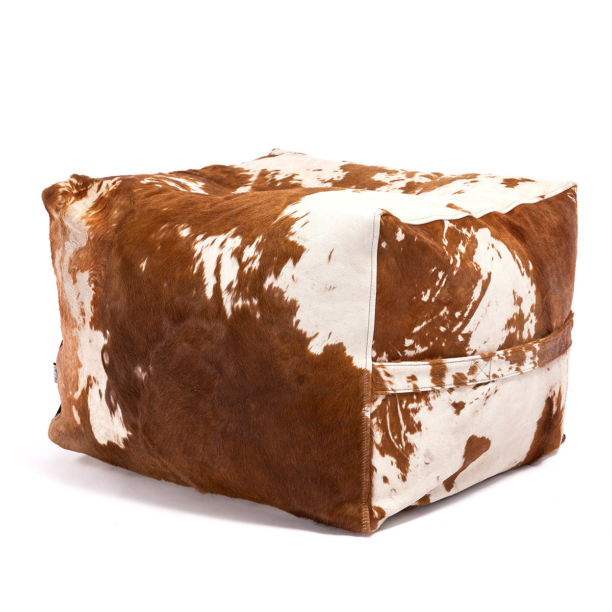 Pouf Poggiapiedi Sgabello Sfoderabile in Pelle Naturale di Mucca 60x45