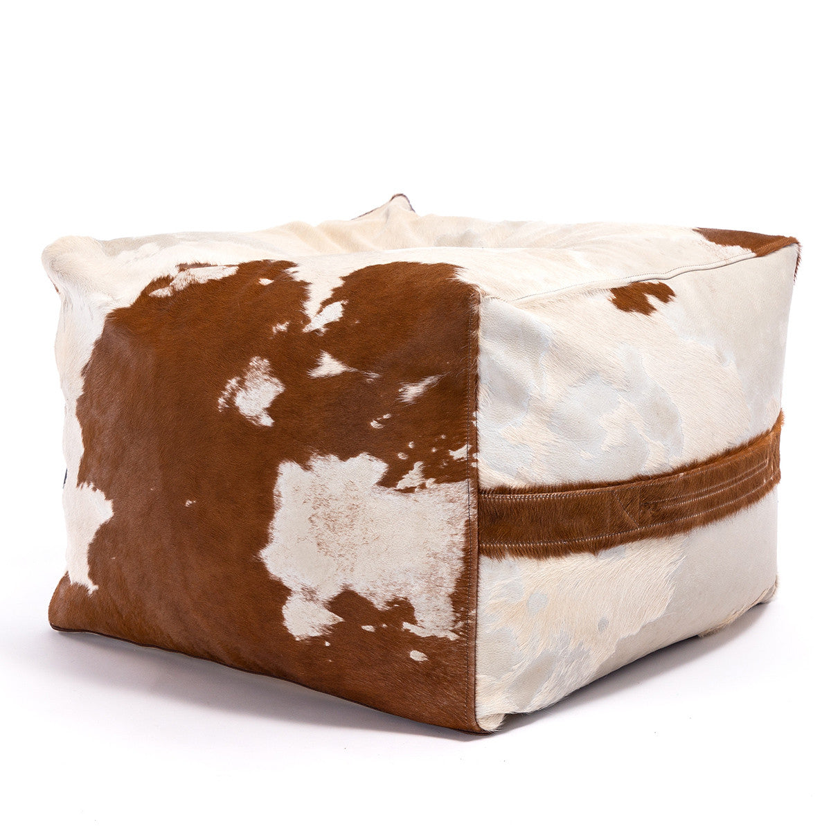 Pouf Poggiapiedi Sgabello Sfoderabile in Pelle Naturale di Mucca 60x45
