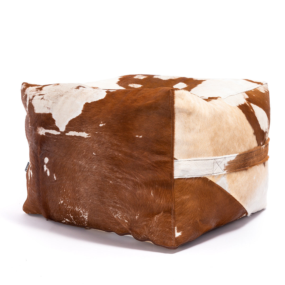 Pouf Poggiapiedi Sgabello Sfoderabile in Pelle Naturale di Mucca 60x45