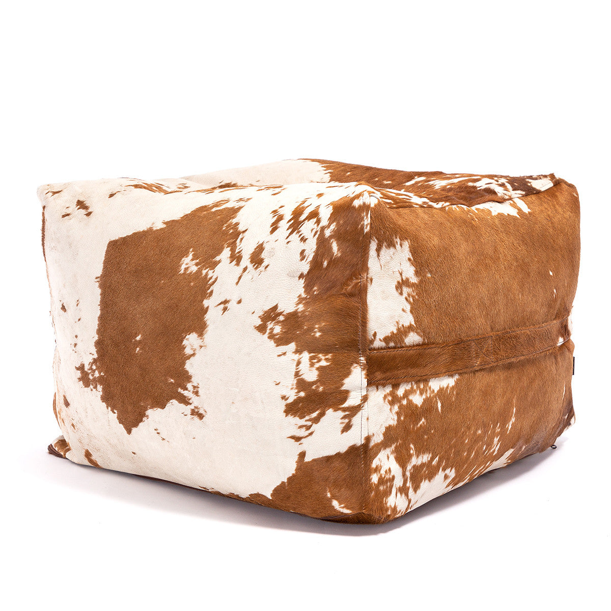 Pouf Poggiapiedi Sgabello Sfoderabile in Pelle Naturale di Mucca 60x45