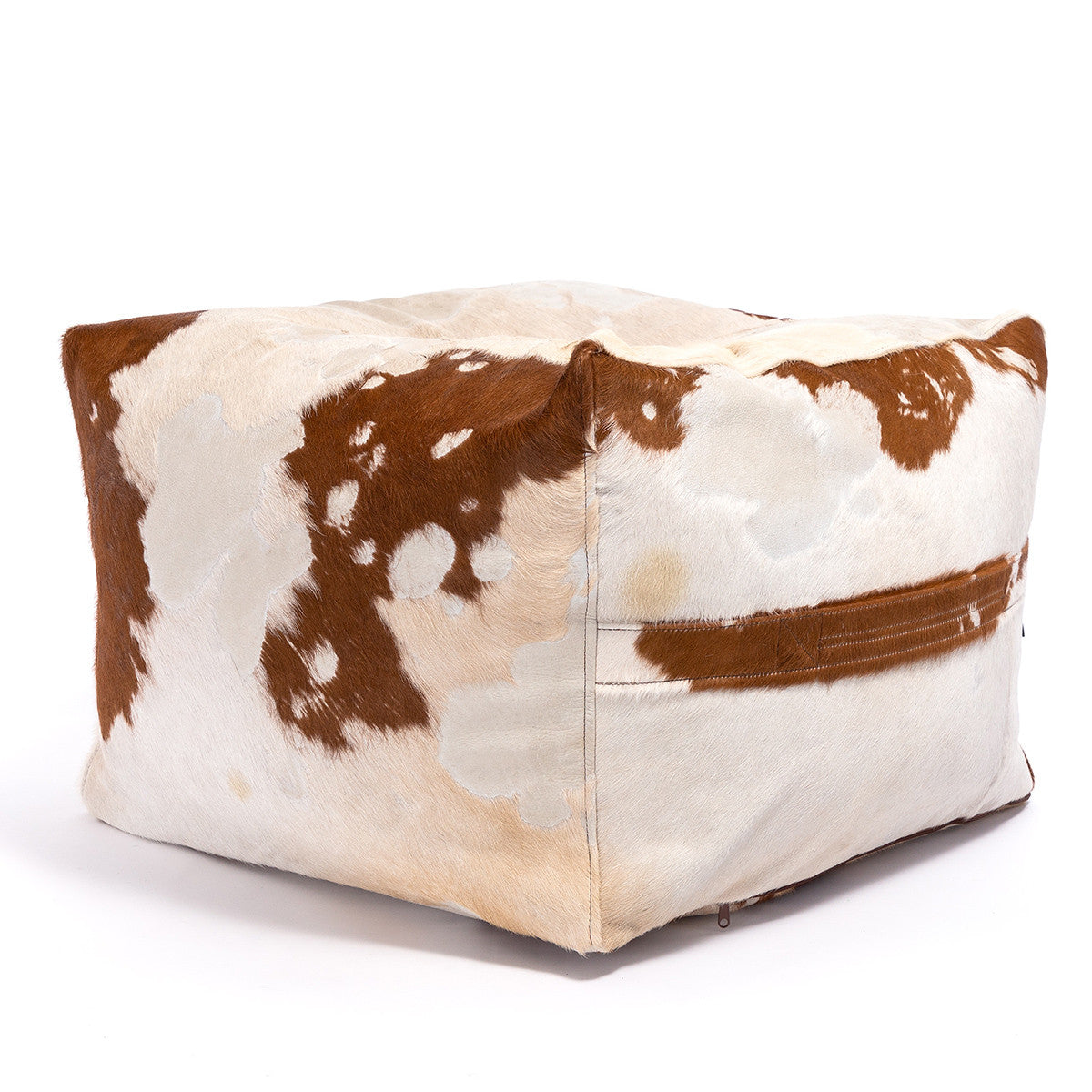 Pouf Poggiapiedi Sgabello Sfoderabile in Pelle Naturale di Mucca 60x45