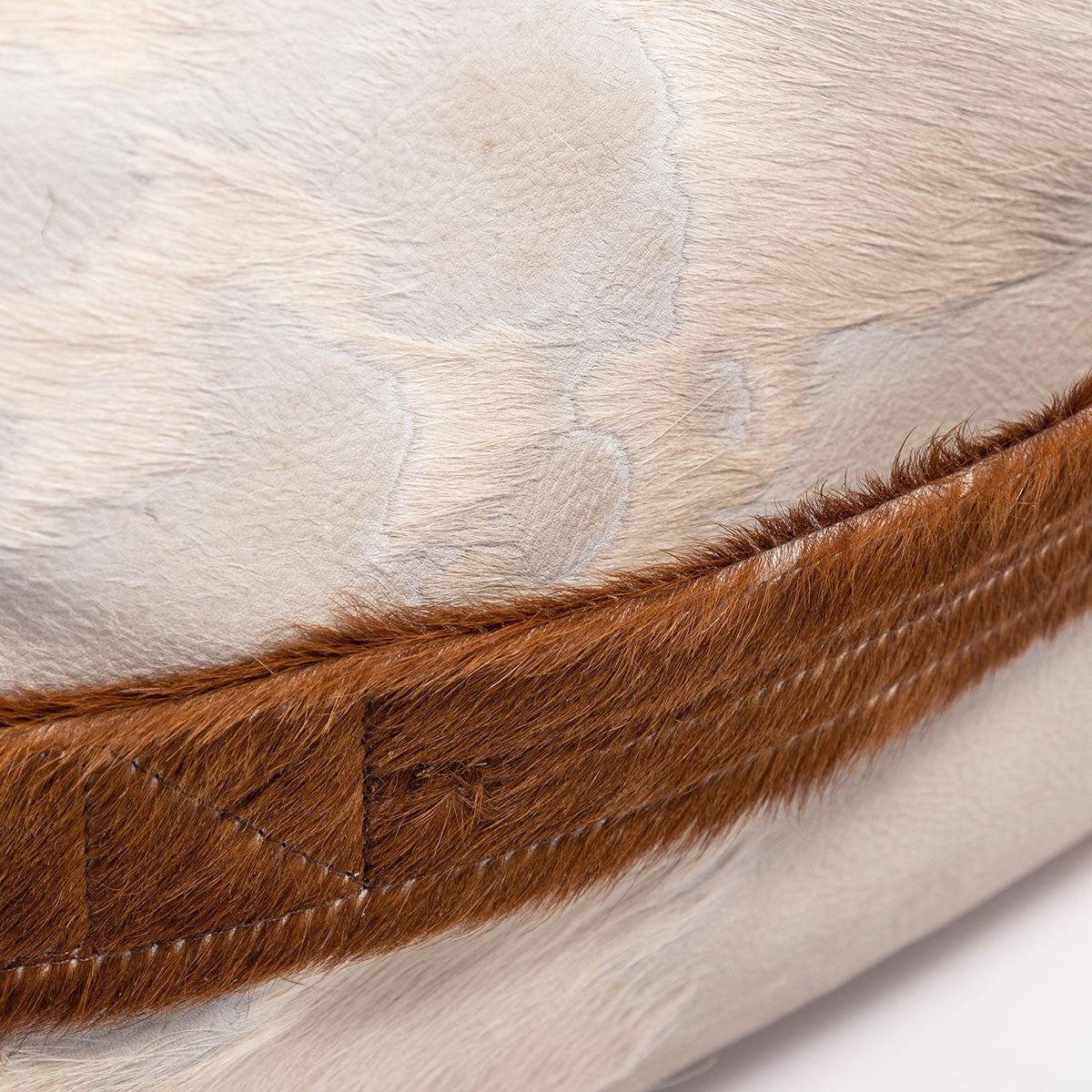 Pouf Poggiapiedi Sgabello Sfoderabile in Pelle Naturale di Mucca 60x45