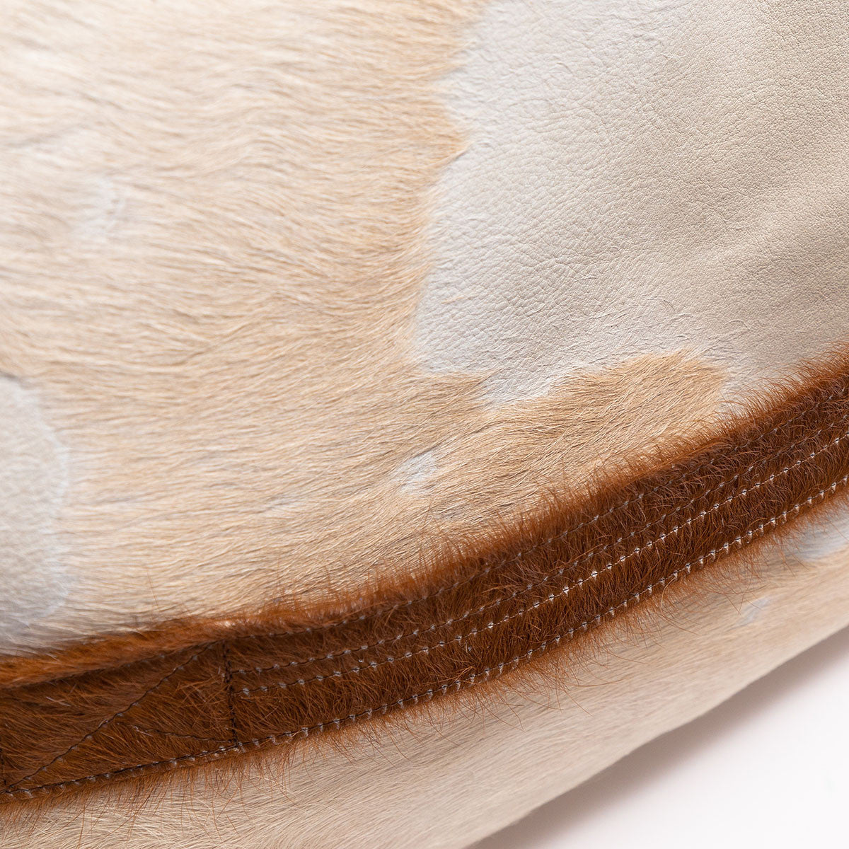 Pouf Poggiapiedi Sgabello Sfoderabile in Pelle Naturale di Mucca 60x45