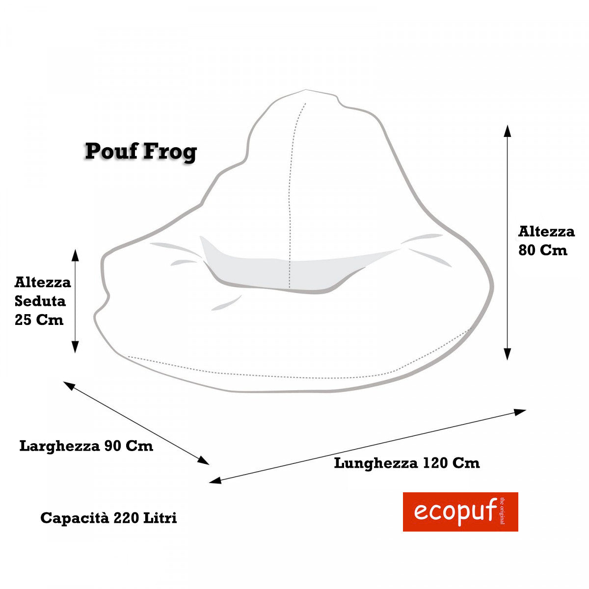 Pouf Poltrona Sacco Frog per Esterni in Poliestere