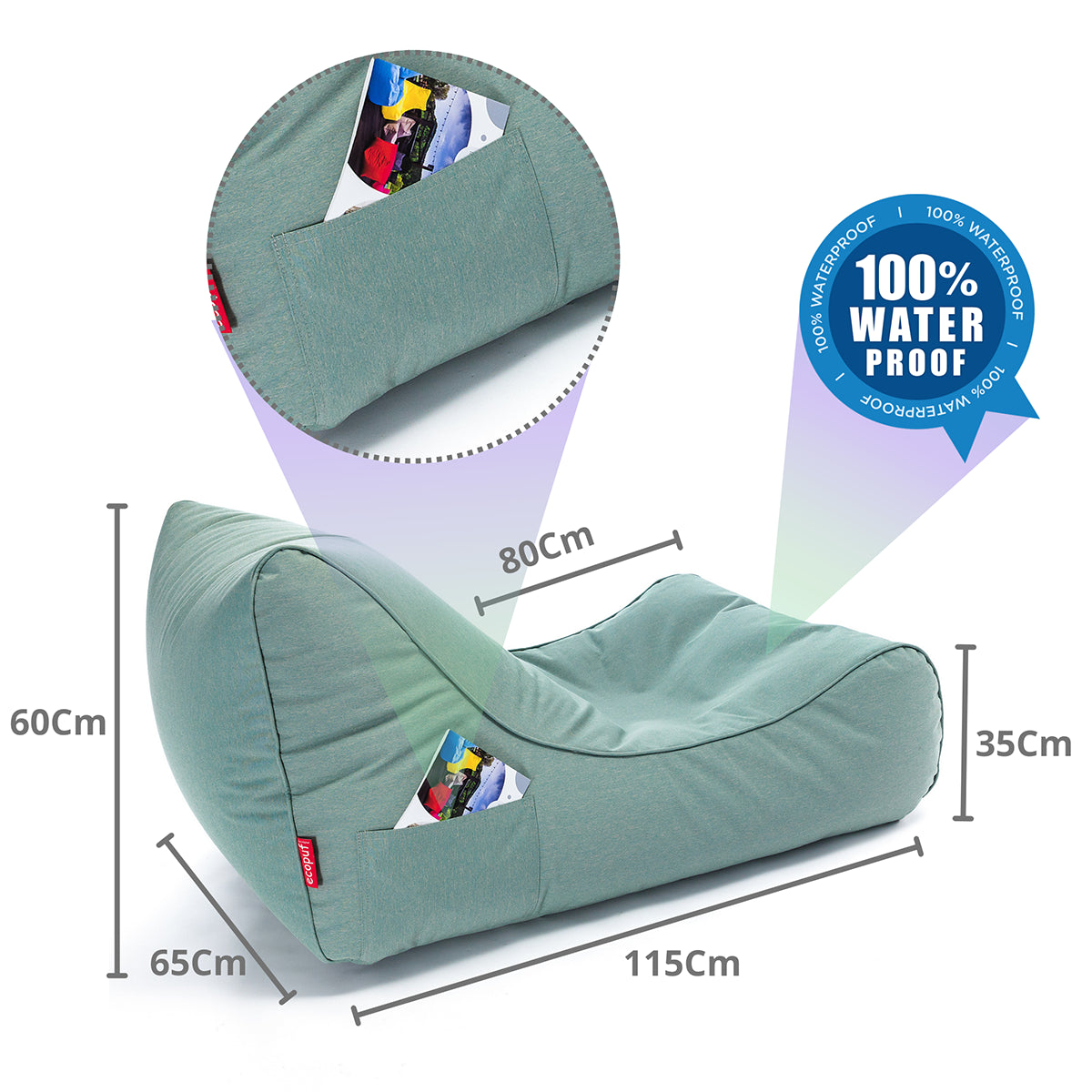 Pouf Poltrona a Sacco Chaise Longue Lettino in Poliestere Impermeabile
