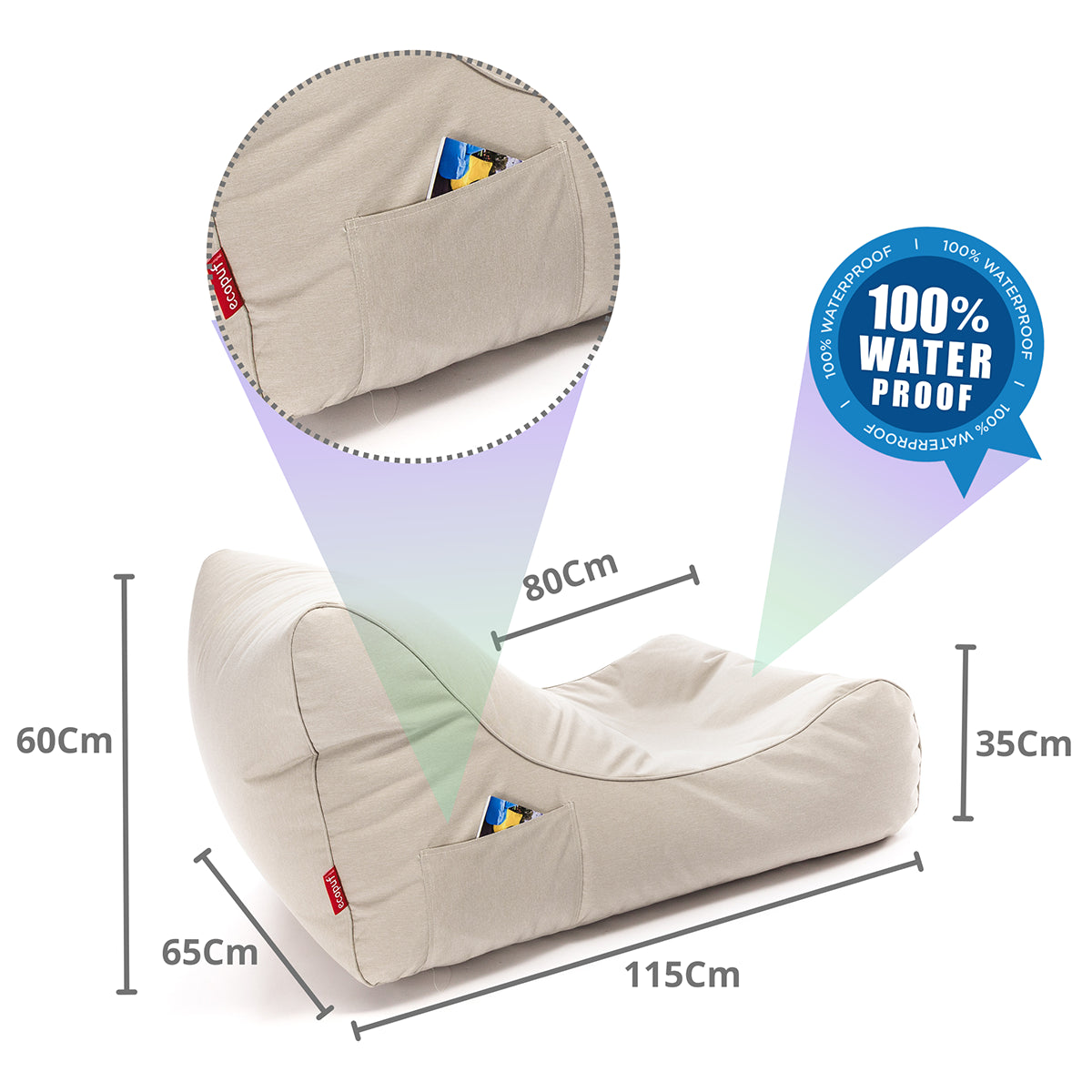 Pouf Poltrona a Sacco Chaise Longue Lettino in Poliestere Impermeabile