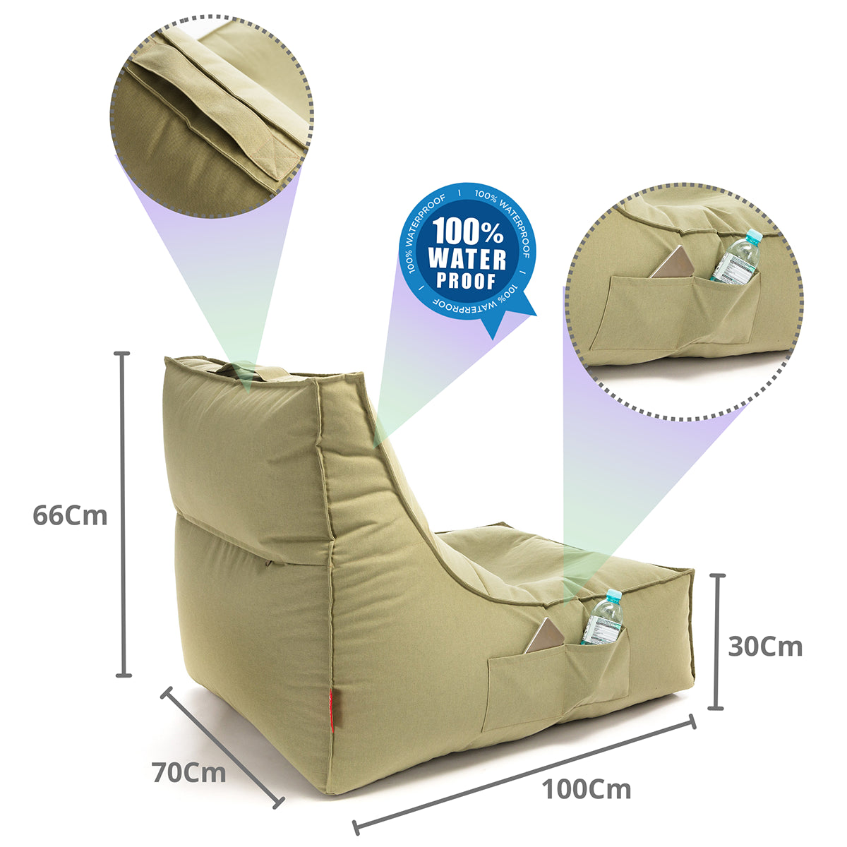Pouf Poltrona a Sacco Chaise Longue Lettino in Poliestere Impermeabile