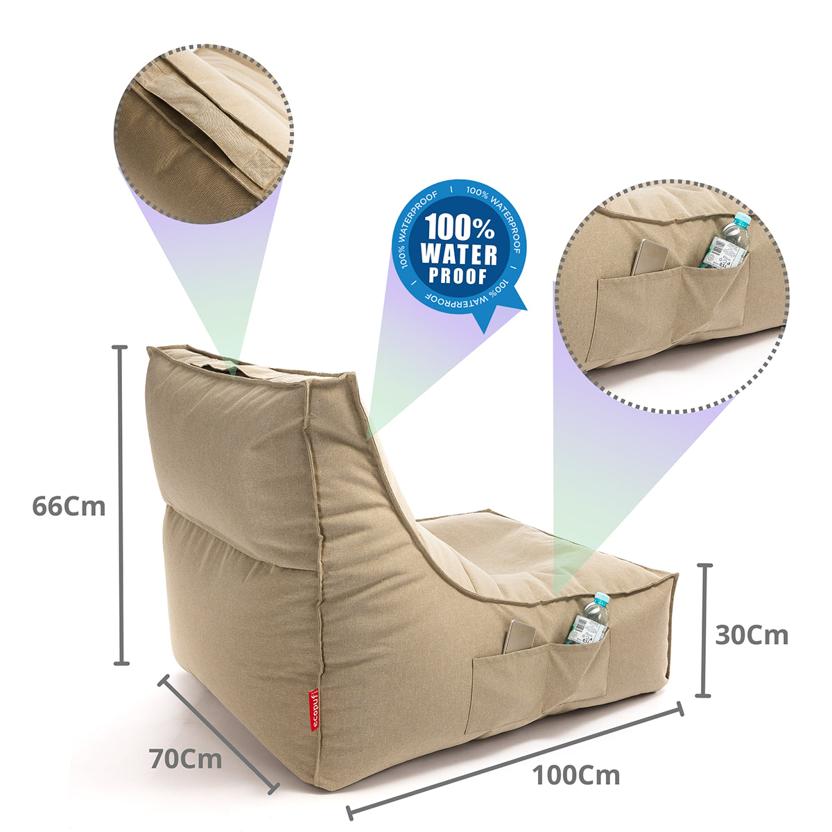 Pouf Poltrona a Sacco Chaise Longue Lettino in Poliestere Impermeabile