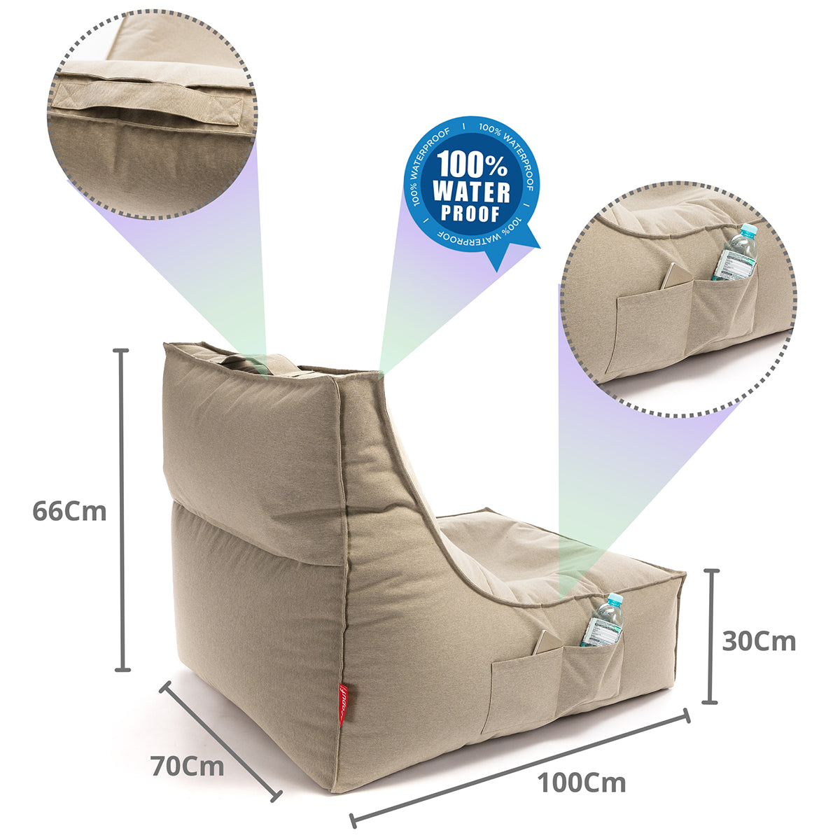 Pouf Poltrona a Sacco Chaise Longue Lettino in Poliestere Impermeabile