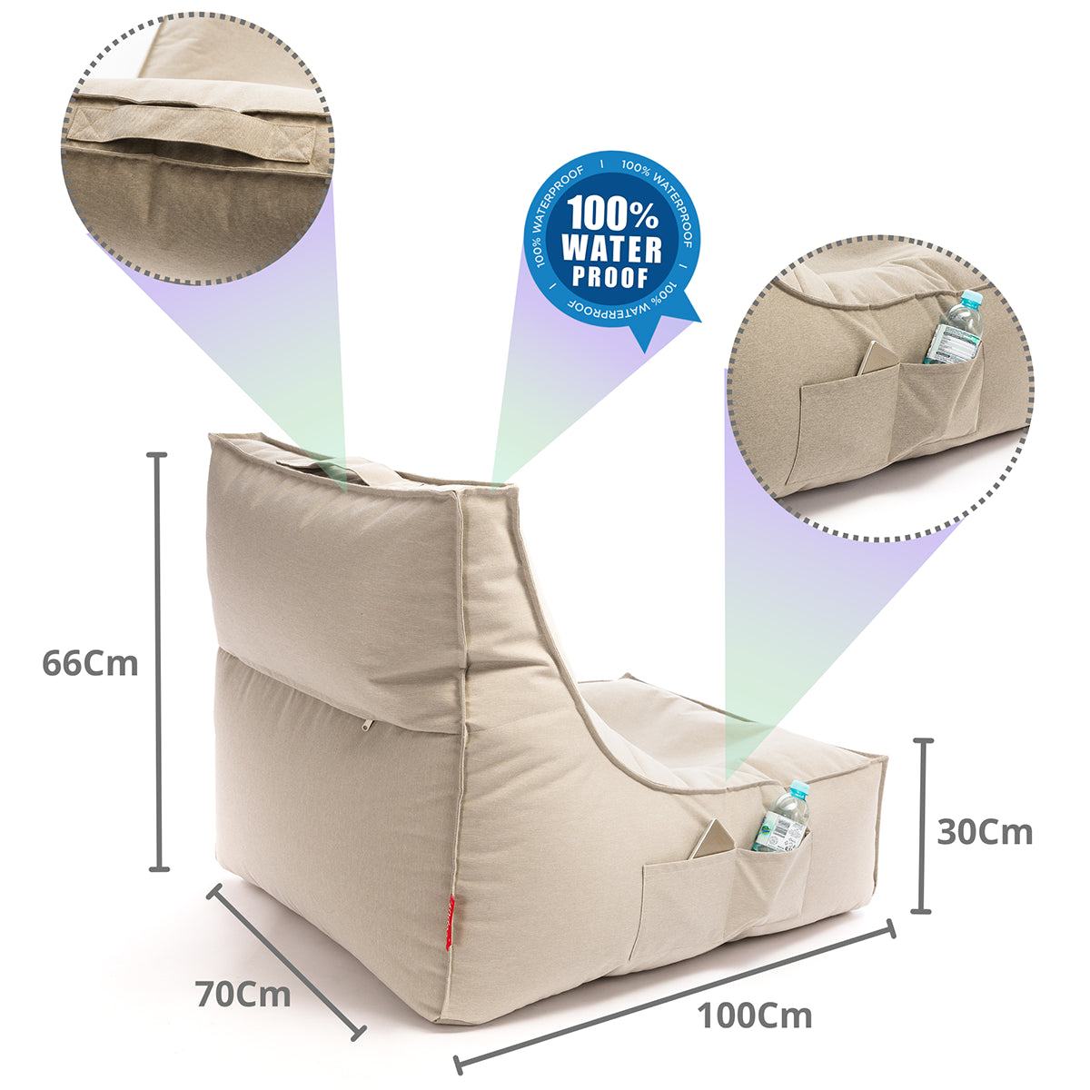 Pouf Poltrona a Sacco Chaise Longue Lettino in Poliestere Impermeabile