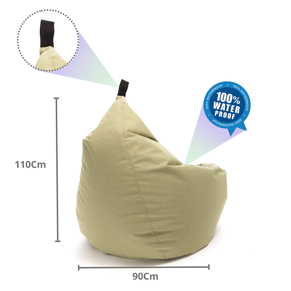 Pouf Poltrona Sacco Impermeabile con Maniglia