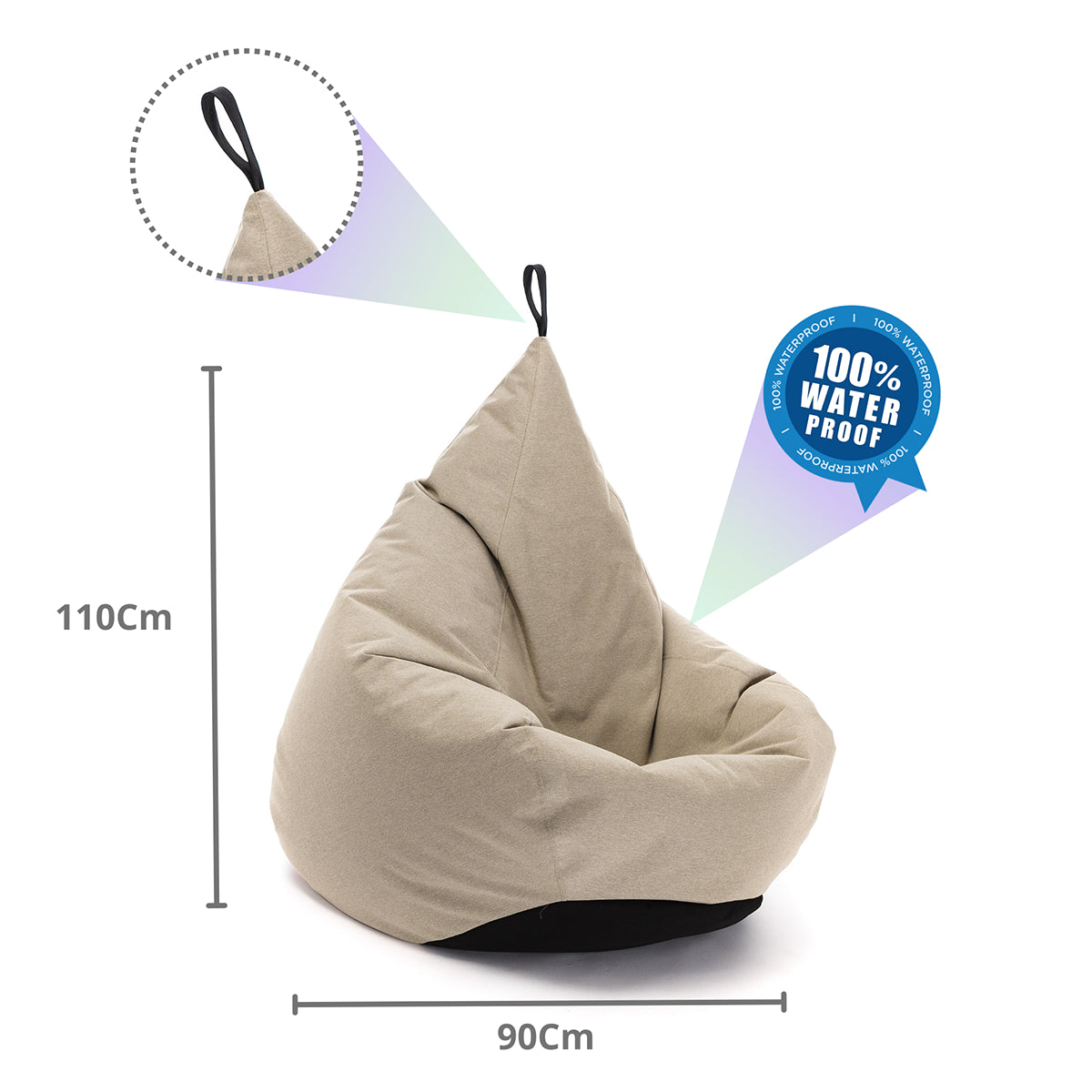 Pouf Poltrona Sacco Impermeabile con Maniglia