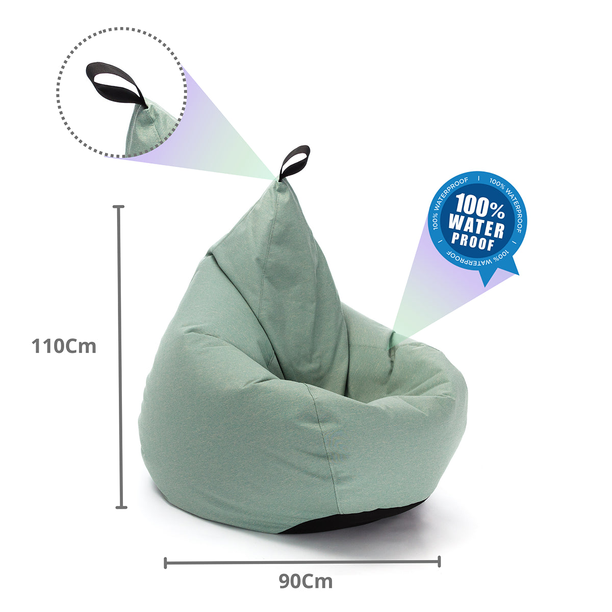 Pouf Poltrona Sacco Impermeabile con Maniglia