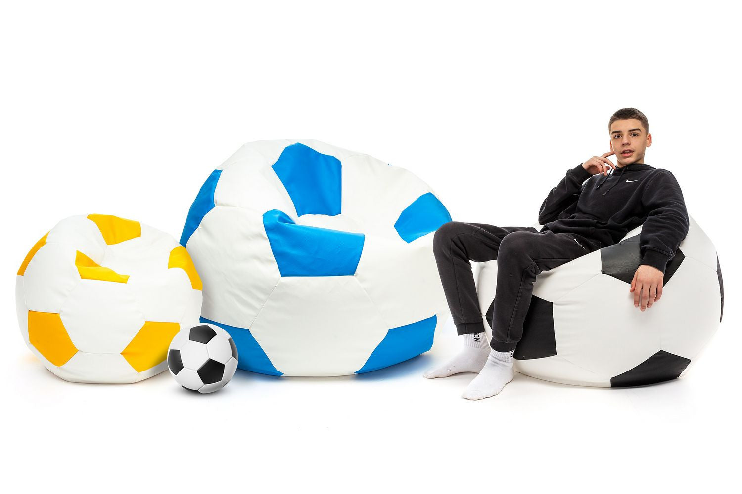 Pouf Poltrona Sacco Palla da Calcio in Ecopelle Taglia L