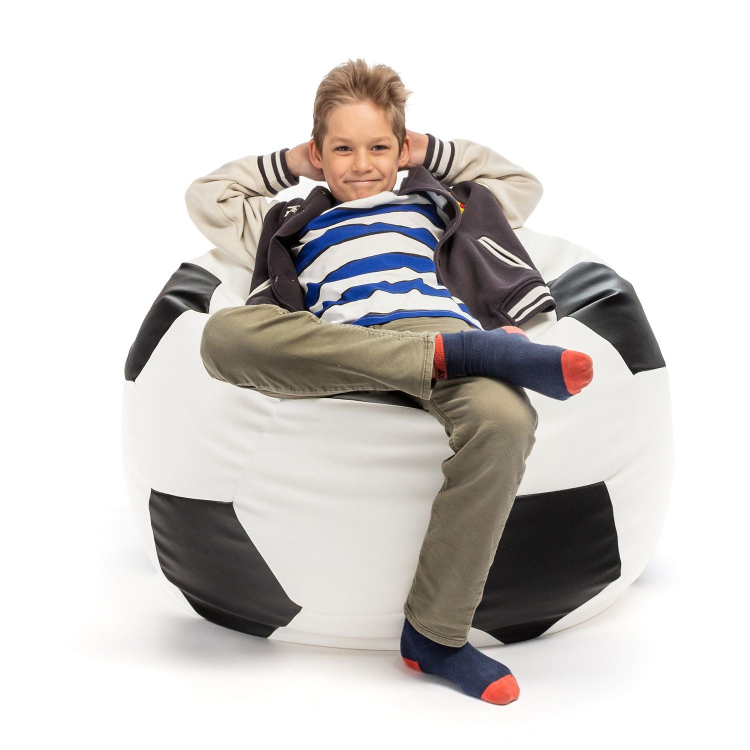 Pouf Poltrona Sacco Palla da Calcio in Ecopelle Taglia XL