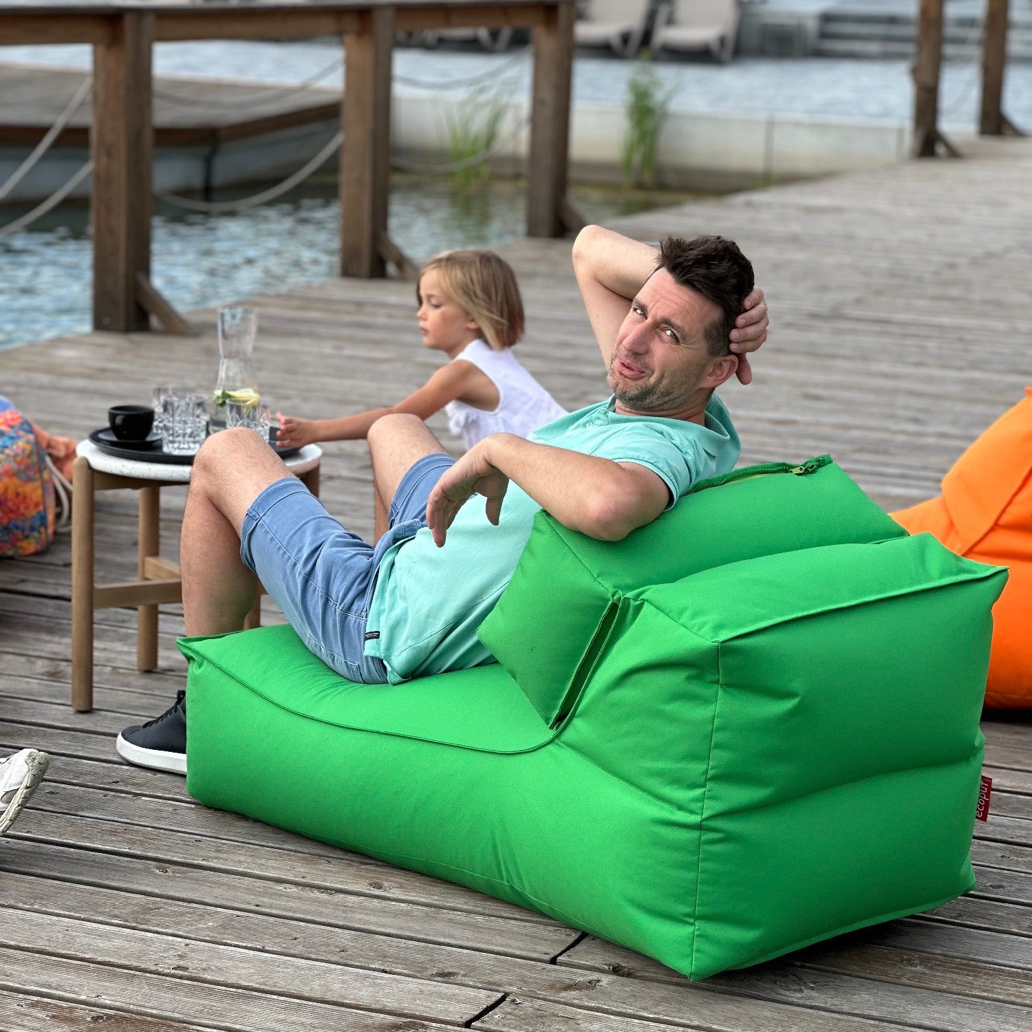 Camel Chaise Longue Pouf Poltrona Sacco per Esterno Impermeabile con poggiatesta rimovibile