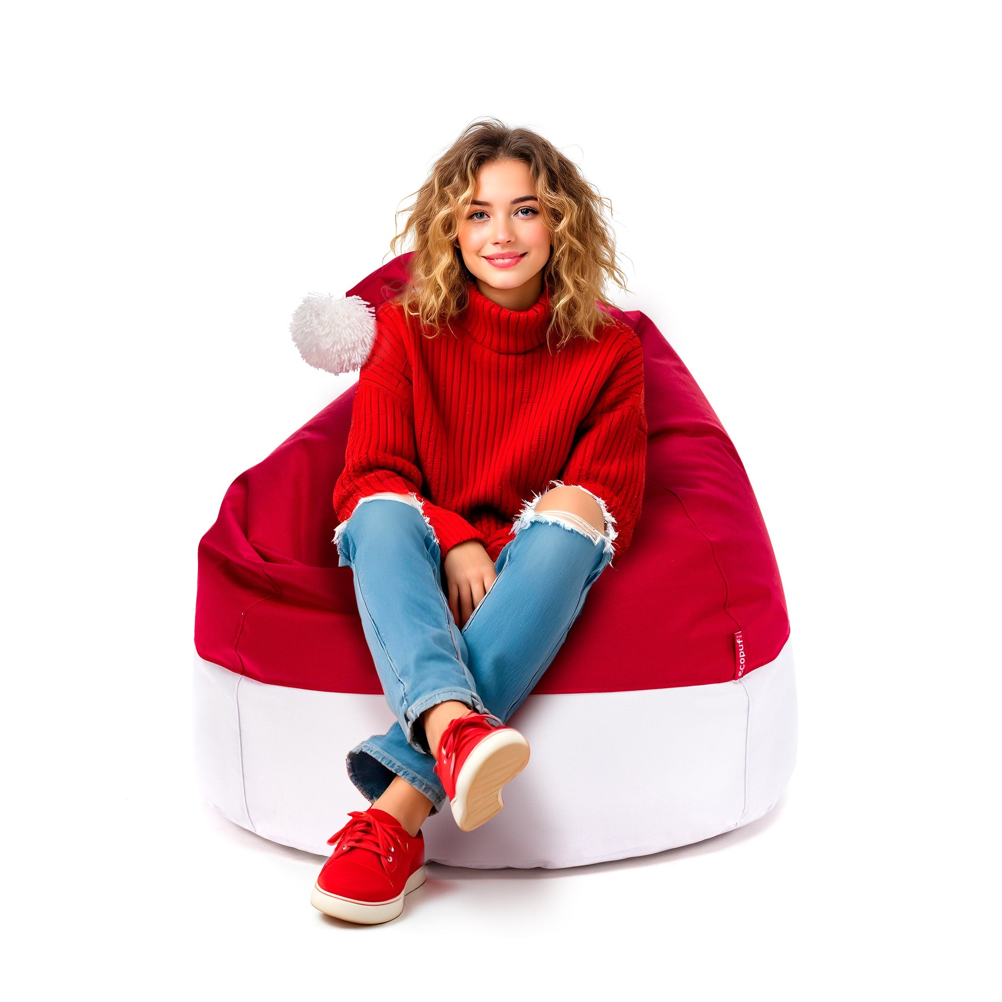Pouf Sacco Cappello di Babbo Natale Misura M