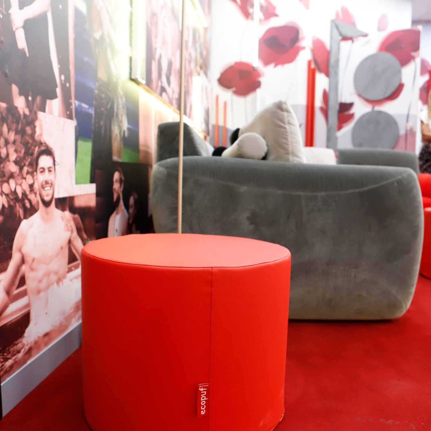 Pouf Poggiapiedi Sgabello Cilindro in Ecopelle 40x50