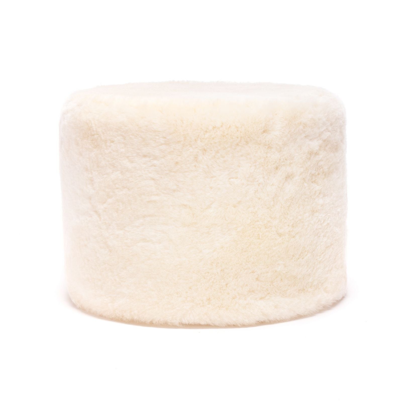 Pouf Poggiapiedi Sgabello Cilindro in Pelliccia Naturale 40x50