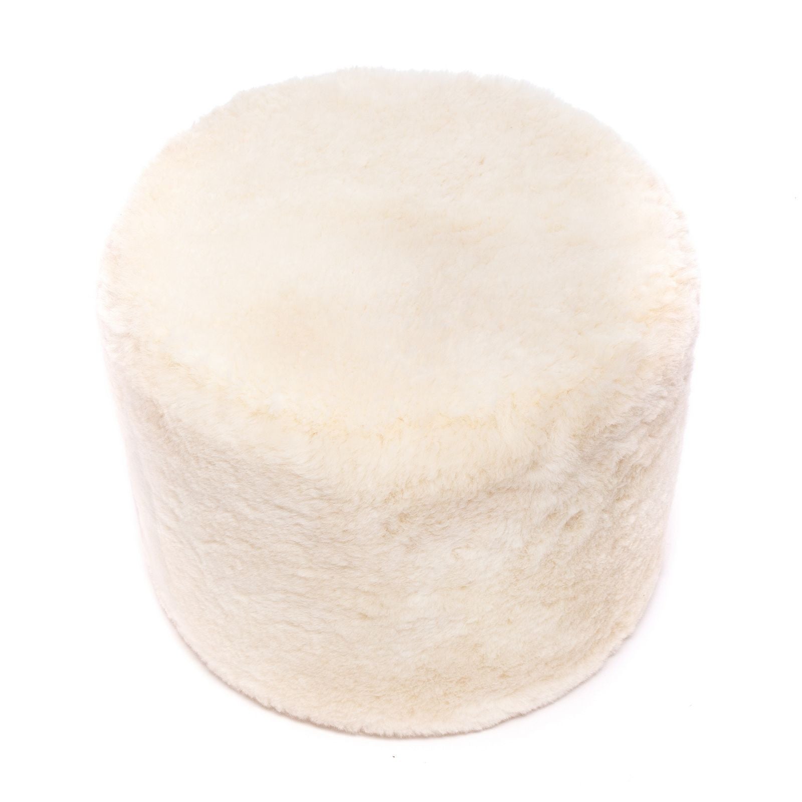 Pouf Poggiapiedi Sgabello Cilindro in Pelliccia Naturale 40x50