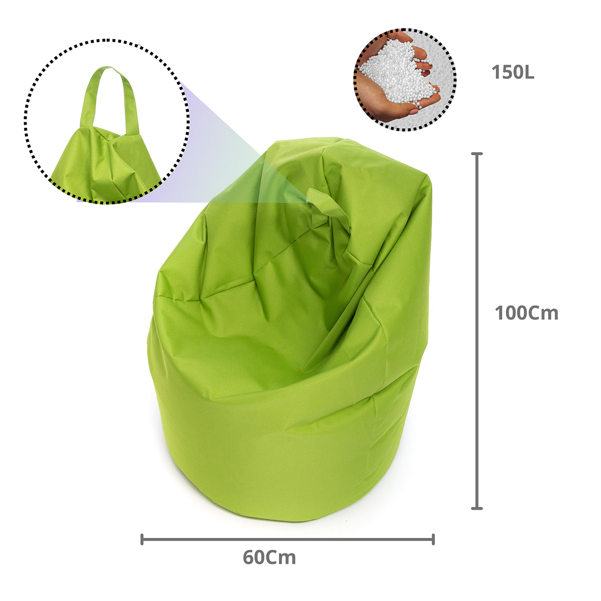 Pouf Poltrona Sacco MIDI in Poliestere con Maniglia