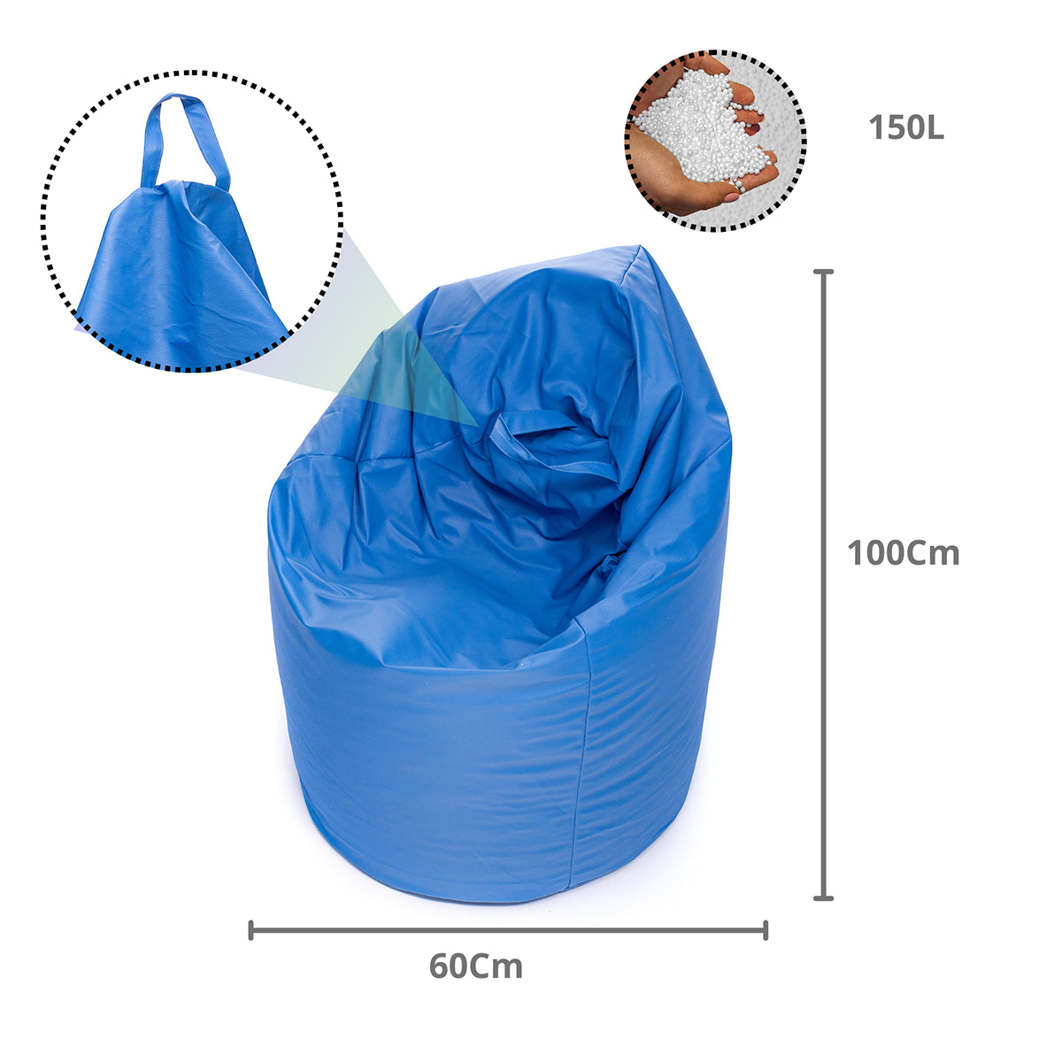 Pouf Poltrona a Sacco MIDI in Ecopelle e Maniglia