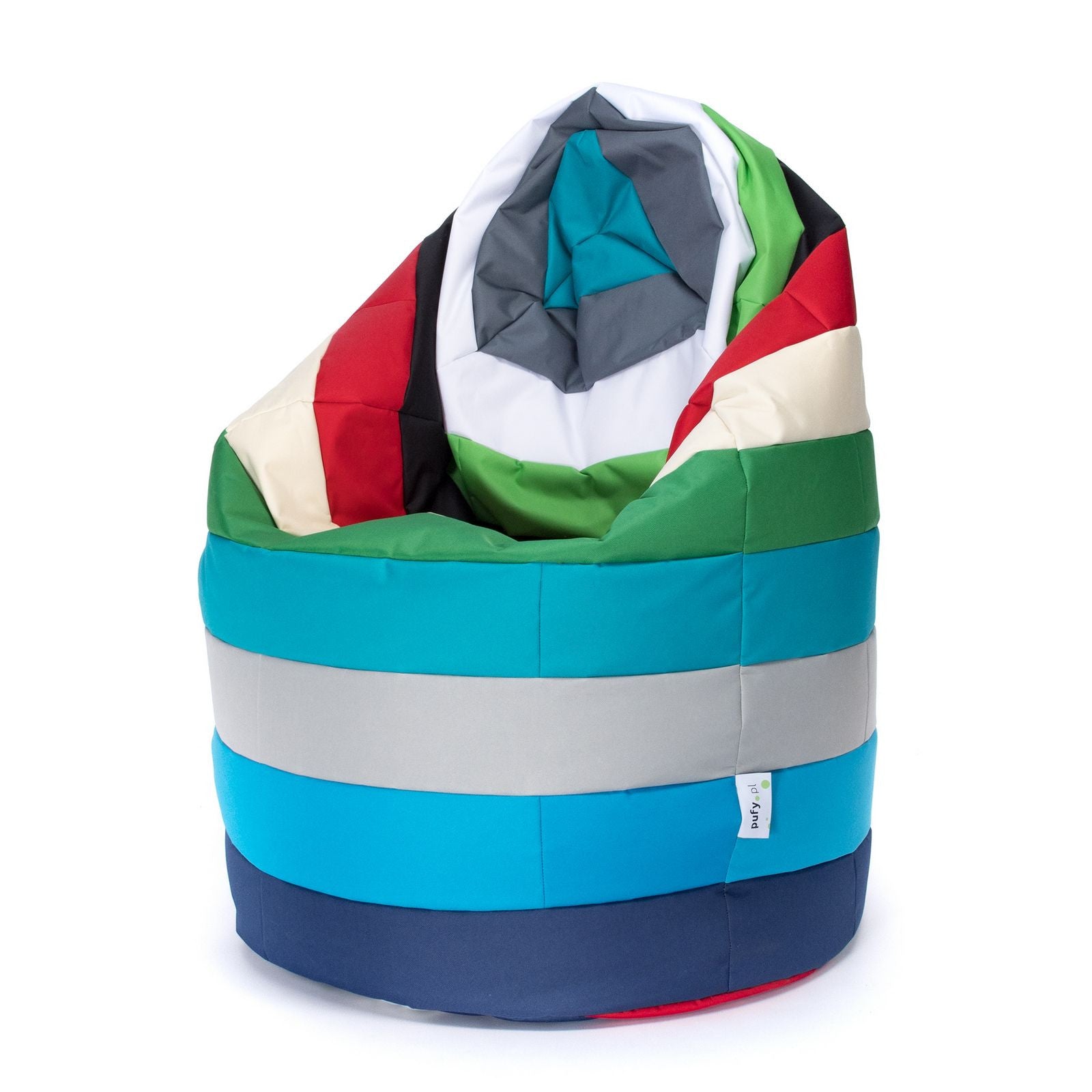 Pouf Poltrona Sacco L Patchwork Righe Ecopelle