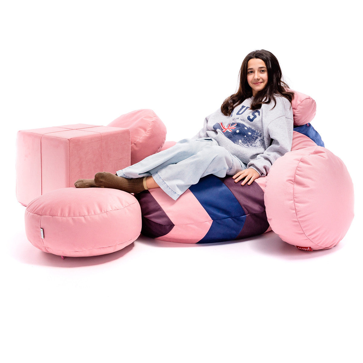 Pouf Poltrona Sacco Microfibra Patchwork