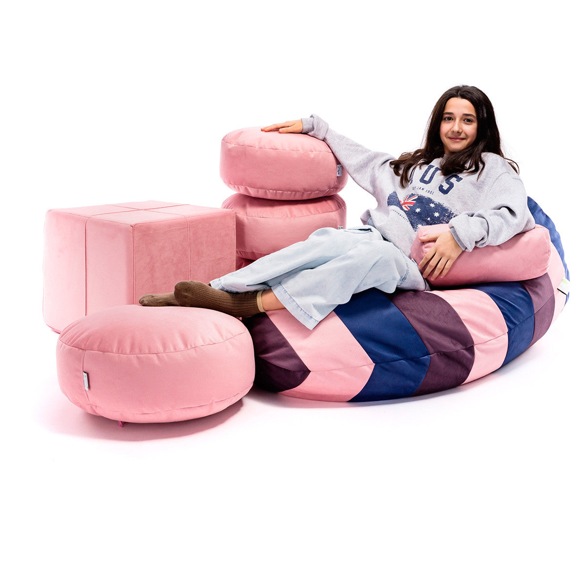 Pouf Poltrona Sacco Microfibra Patchwork