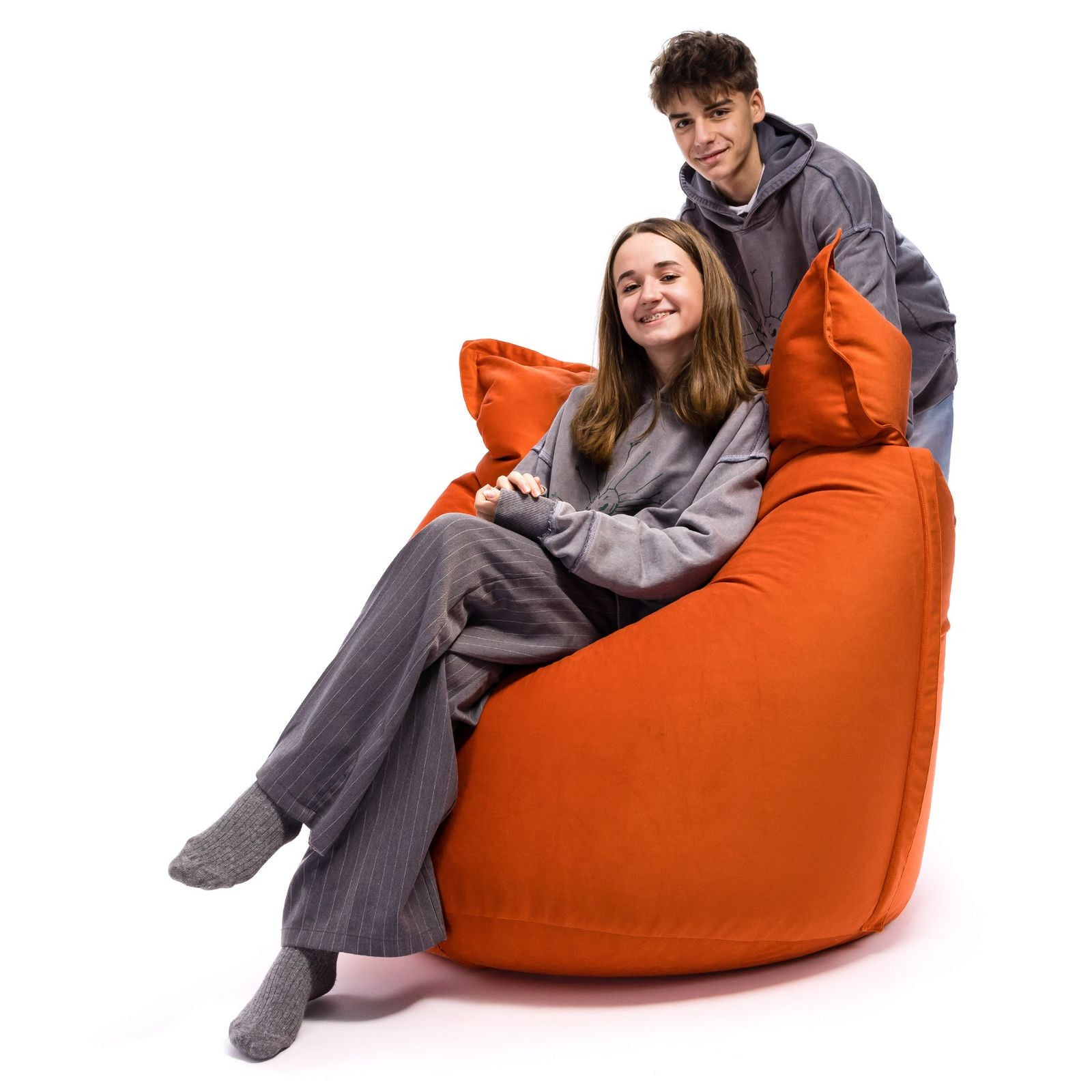 Pouf Cuscino Sacco in tessuto Velluto Velour Sfoderabile