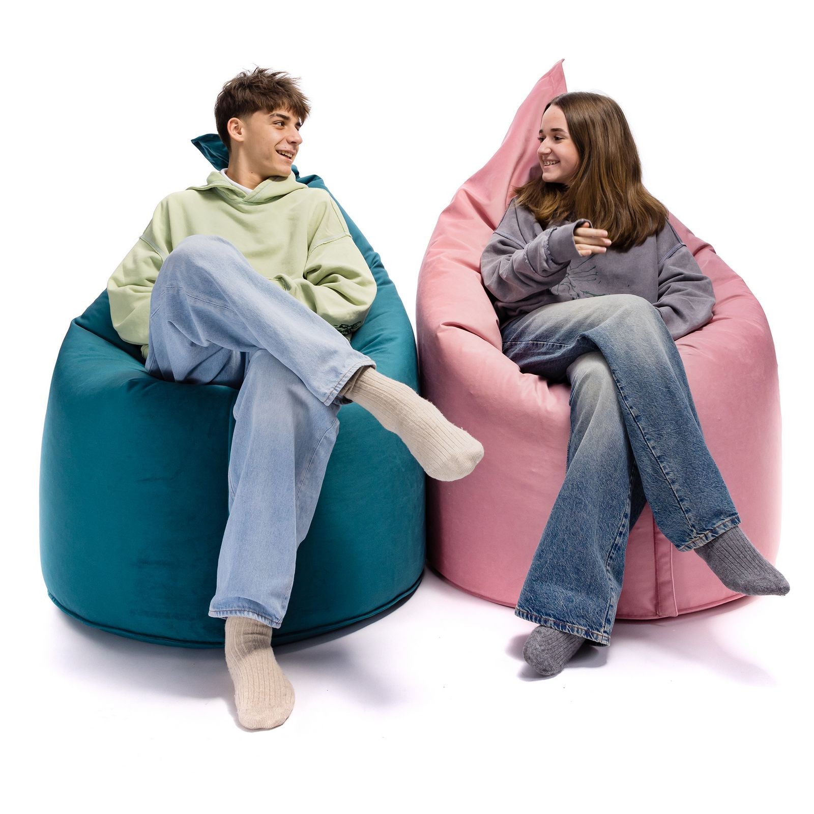 Pouf Cuscino Sacco in tessuto Velluto Velour Sfoderabile