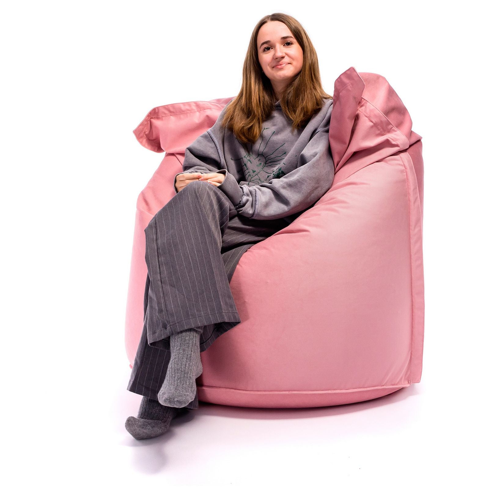 Pouf Cuscino Sacco in tessuto Velluto Velour Sfoderabile