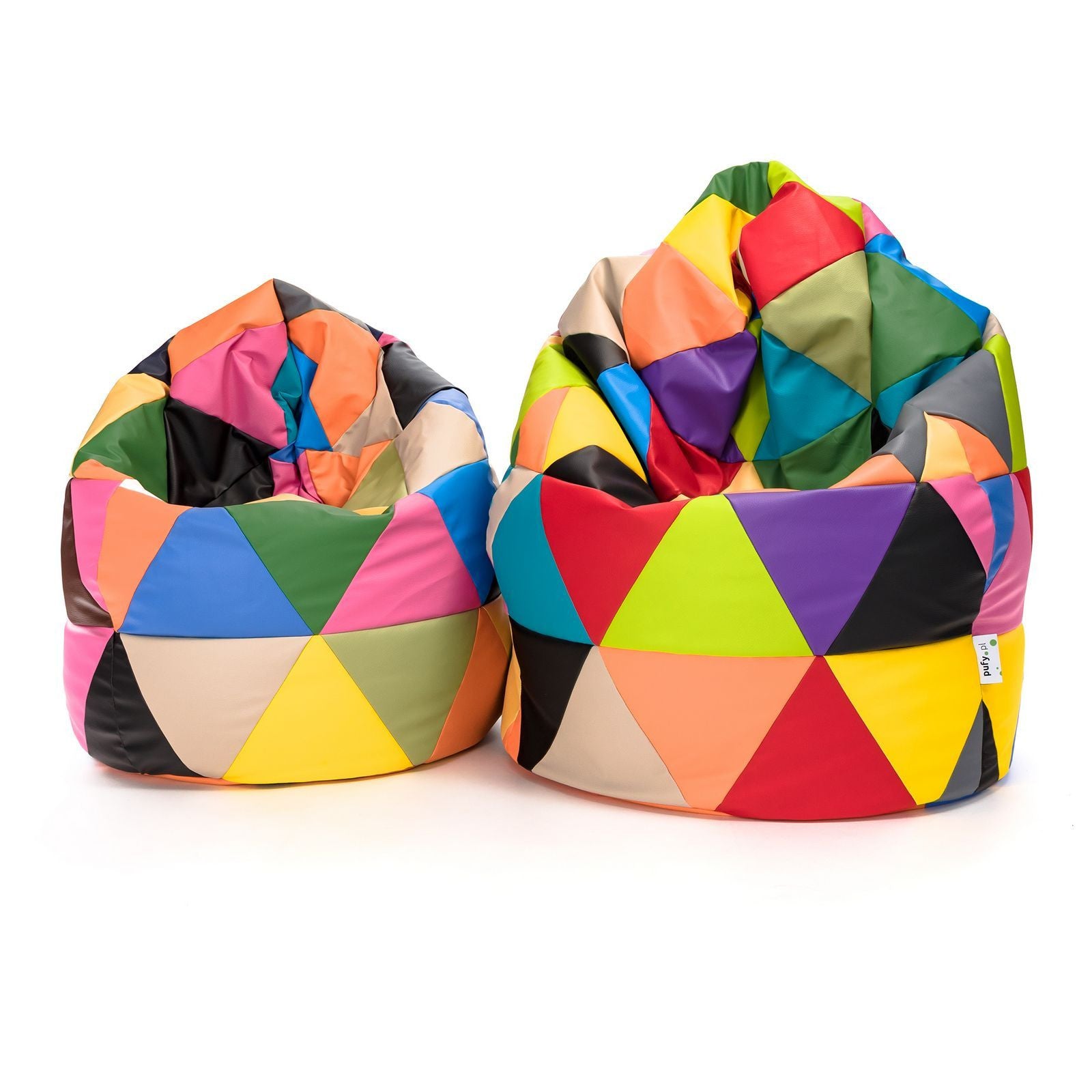 Pouf Poltrona Sacco L Patchwork Design in Ecopelle