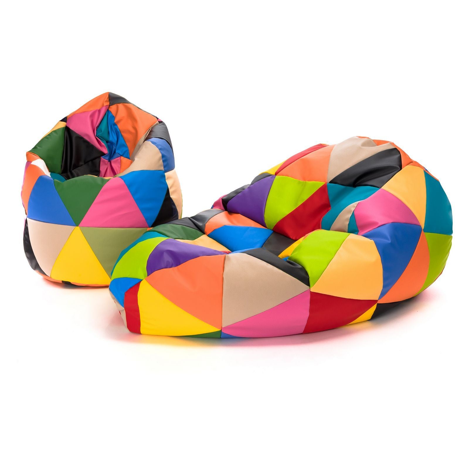 Pouf Poltrona Sacco L Patchwork Design in Ecopelle