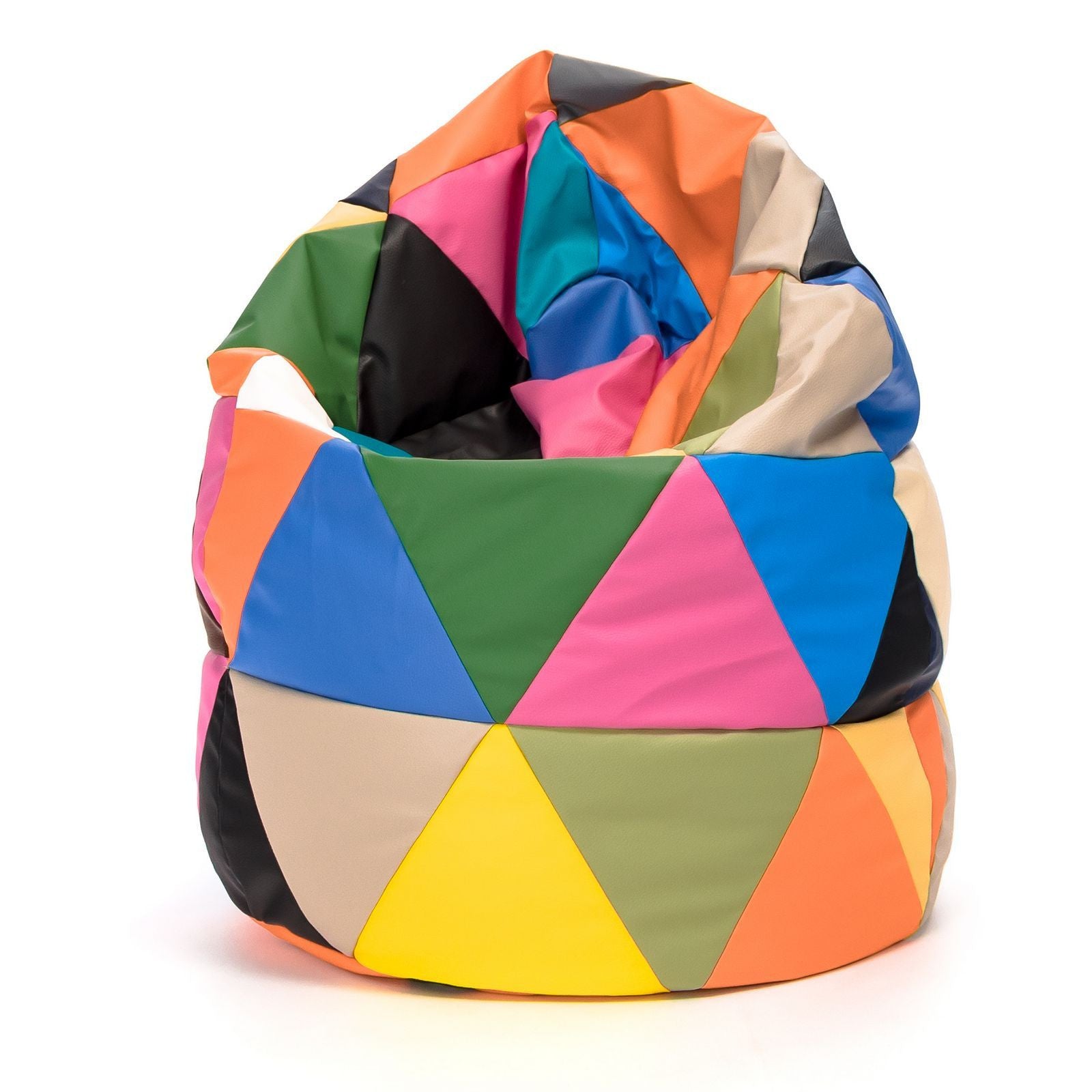 Pouf Poltrona Sacco L Patchwork Design in Ecopelle