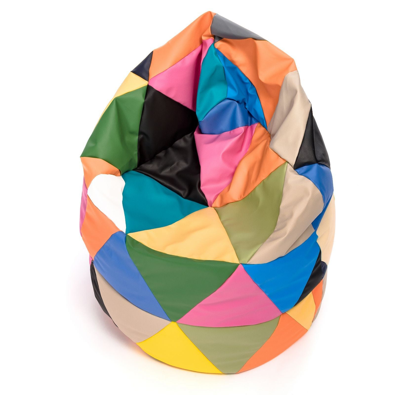 Pouf Poltrona Sacco L Patchwork Design in Ecopelle