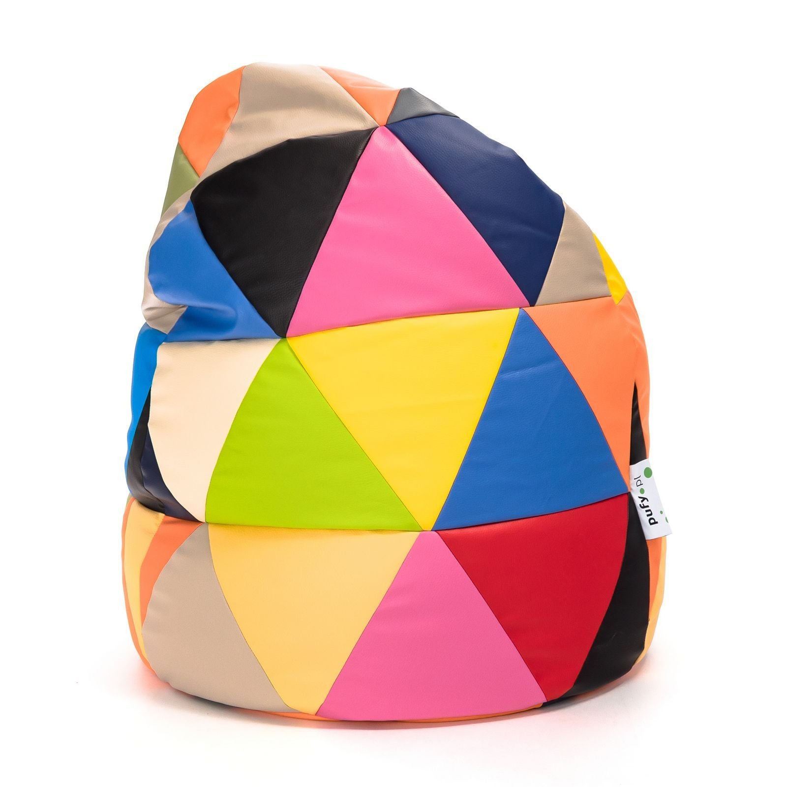 Pouf Poltrona Sacco L Patchwork Design in Ecopelle
