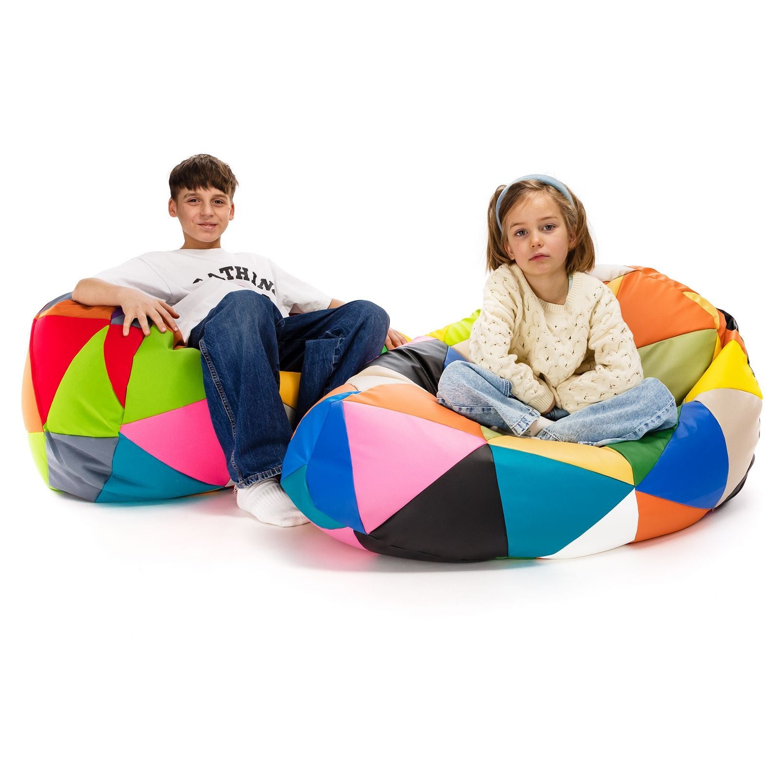 Pouf Poltrona Sacco L Patchwork Design in Ecopelle